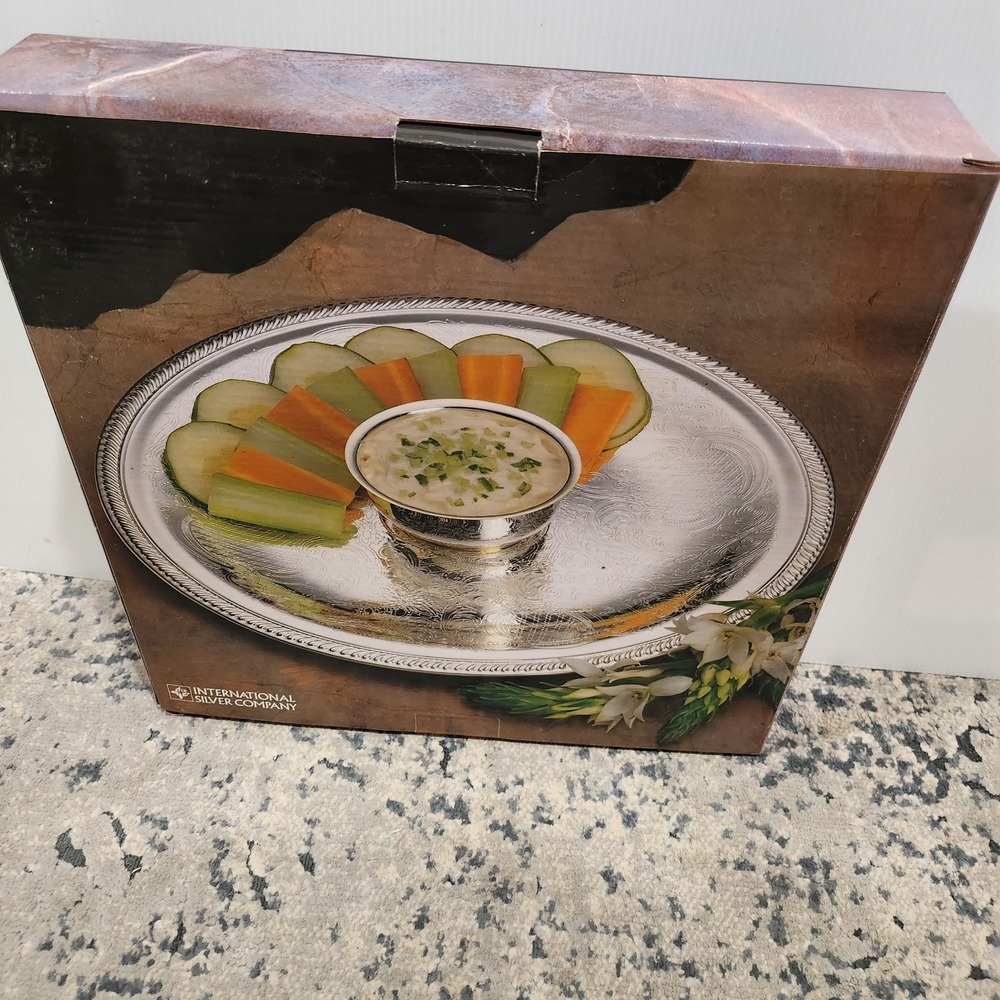 International Silver Co Silverplated Chip N Dip Dish Set Removable Bowl 99115512